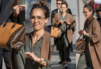 #TRENDY: Jessica Alba w oliwkowym kombinezonie