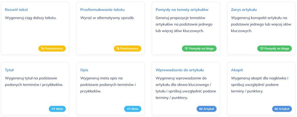 Contadu z szablonami AI