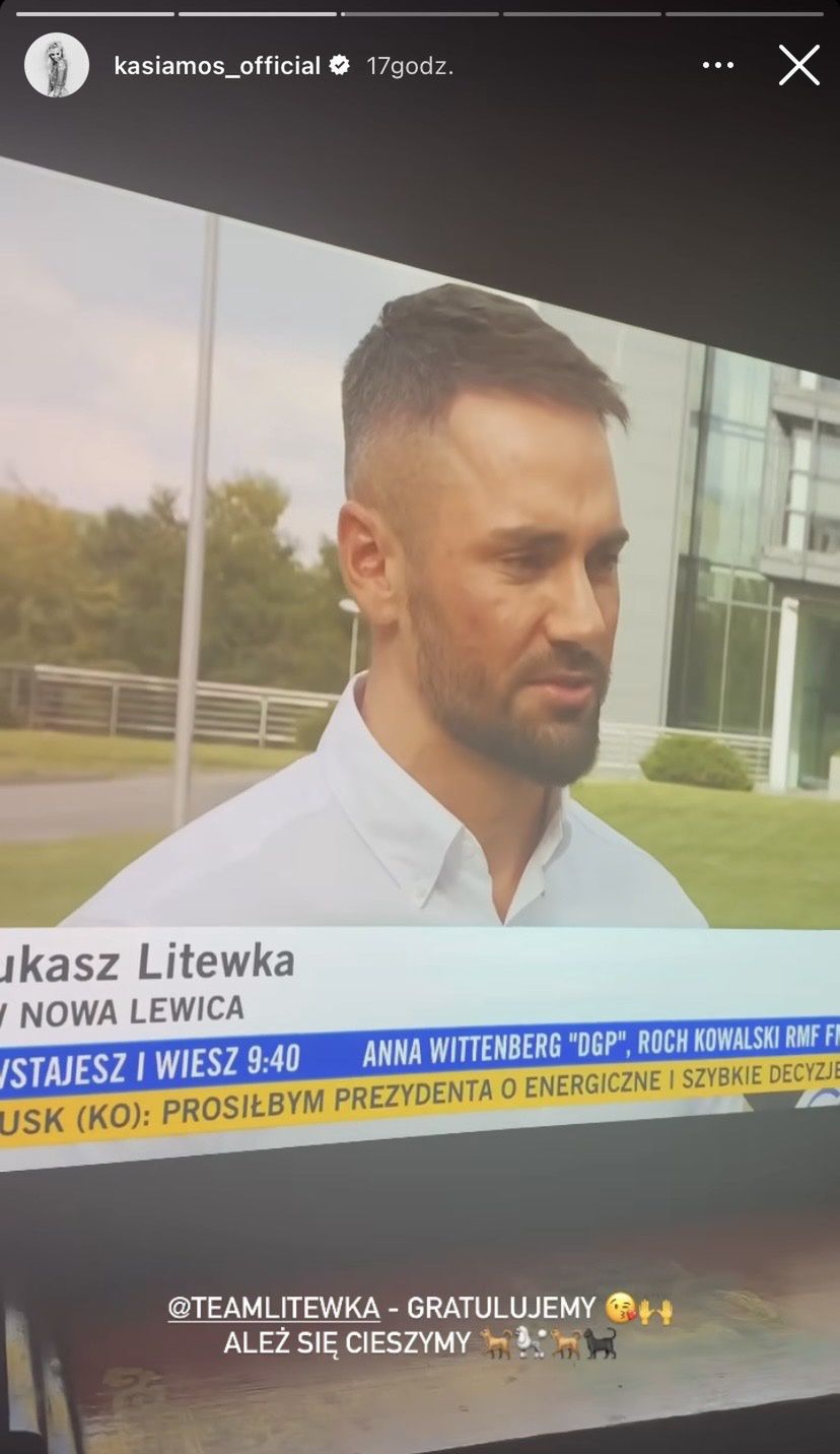 Kasia Moś gratuluje Łukaszowi Litewce
