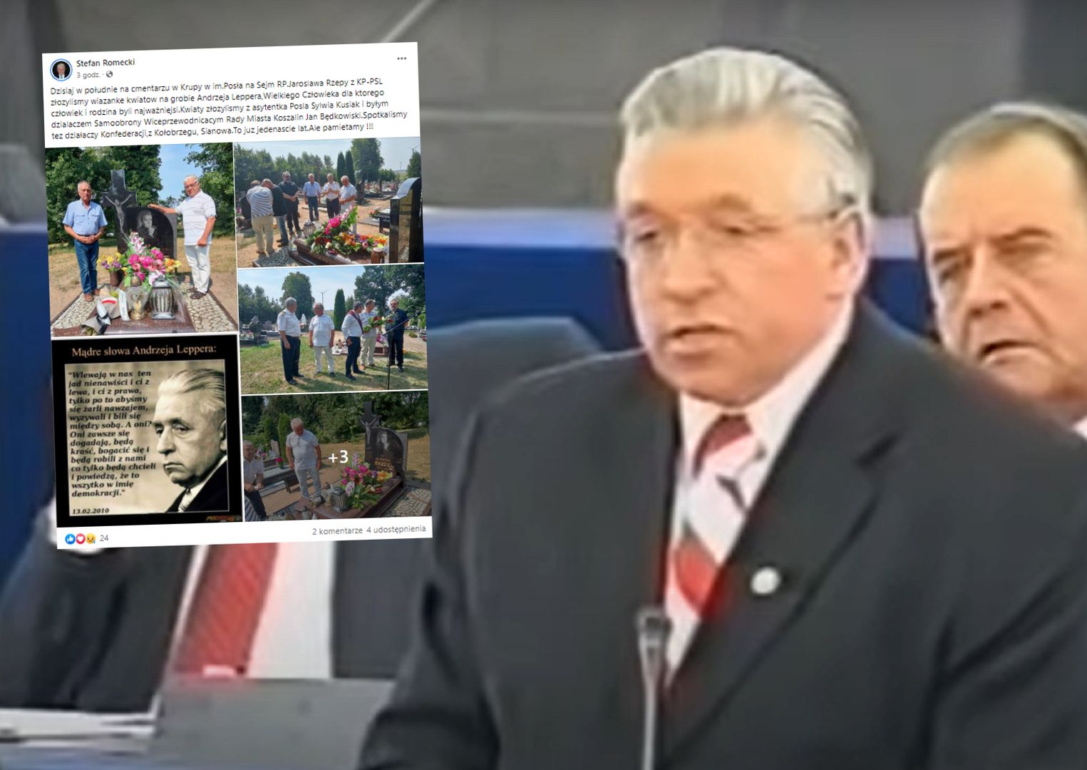 Grób Andrzeja Leppera 11 lat po tragicznej śmierci. Zdjęcia z cmentarza