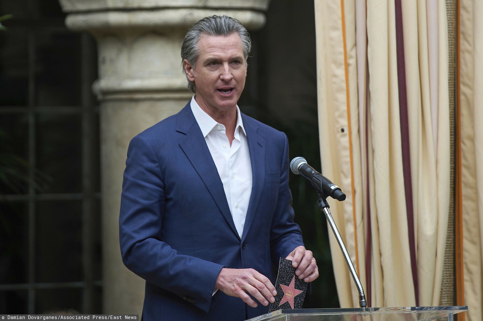 Zapowied? wydarzenia Vogue World: Hollywood
California Gov. Gavin Newsom announces "Vogue World: Hollywood," a fashion event scheduled for October 2025, at a news conference at Chateau Marmont in Los Angeles, Wednesday, March 26, 2025. (AP Photo/Damian Dovarganes)
Damian Dovarganes