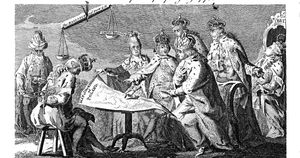 Obraz Europy w lipcu 1772, satyryczna rycina brytyjska