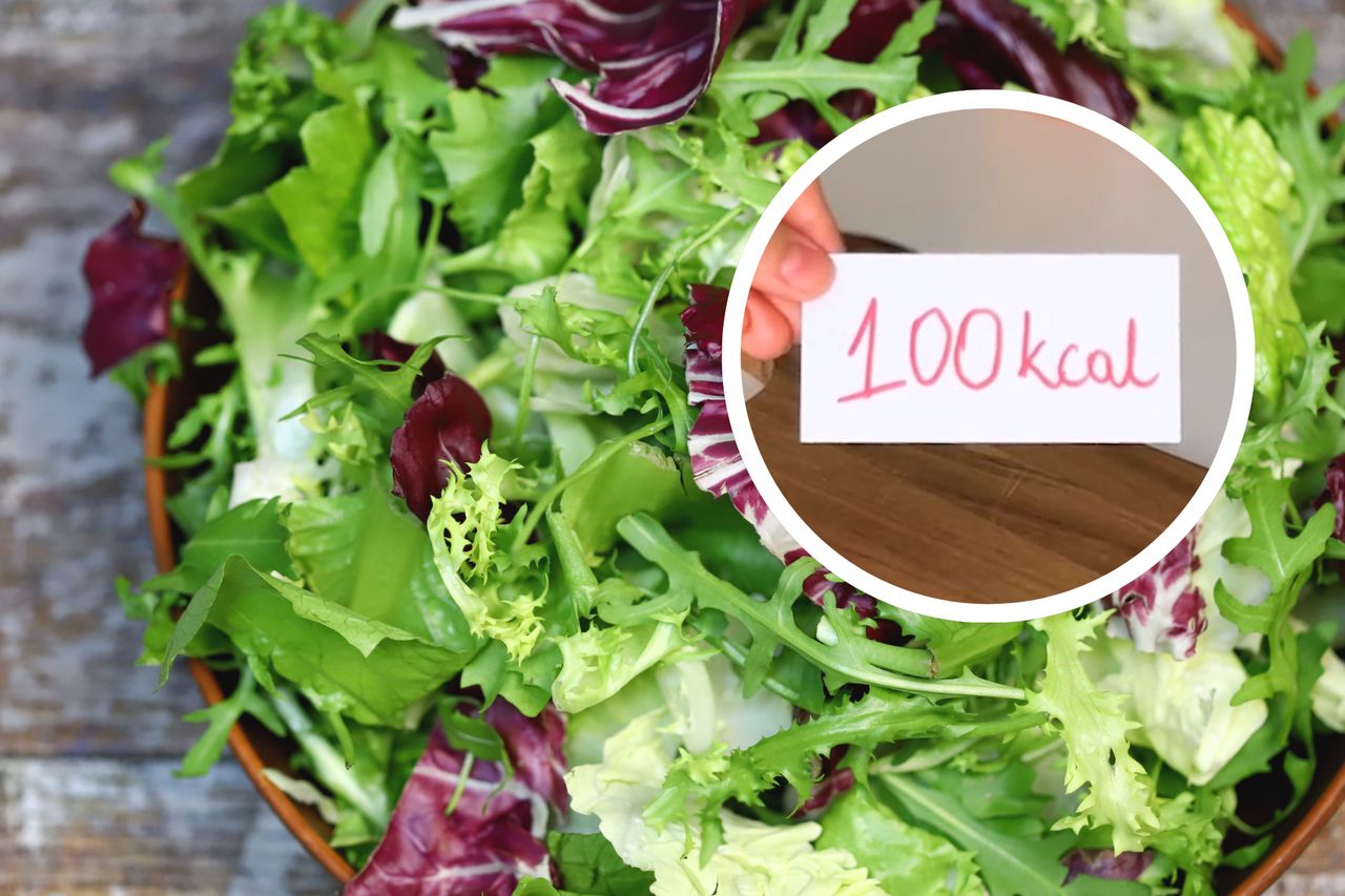 Jak wygląda dokładnie 100 kcal na talerzu? Ilość sałaty robi wrażenie