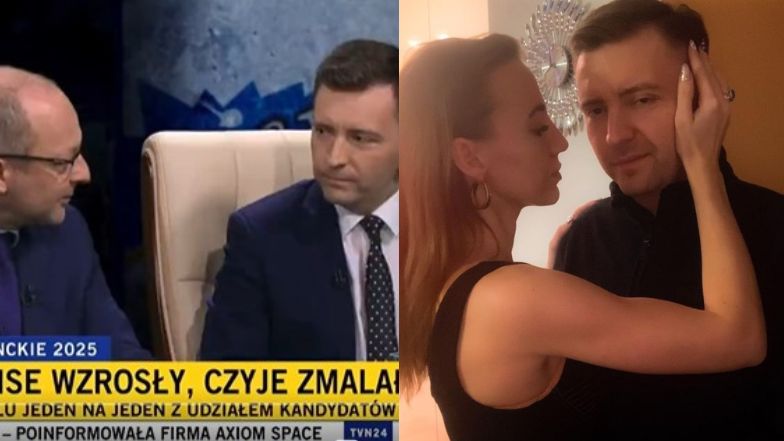 Łukasz Schreiber dopytywany o żonę w TVN 24