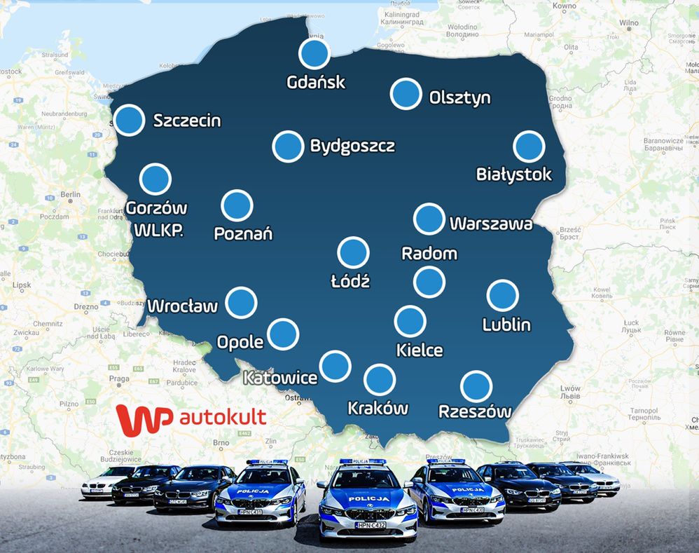 Mapa miejsc, gdzie można spotkać policyjne kontrole w sierpniowy weekend (fot. Autokult)