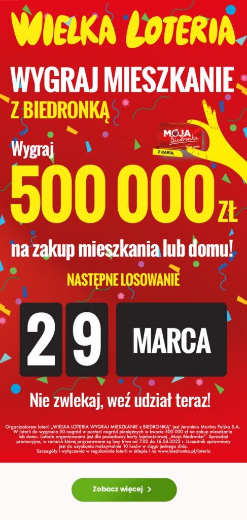 Wielka Loteria Biedronka - losowanie 29 marca [29.03]