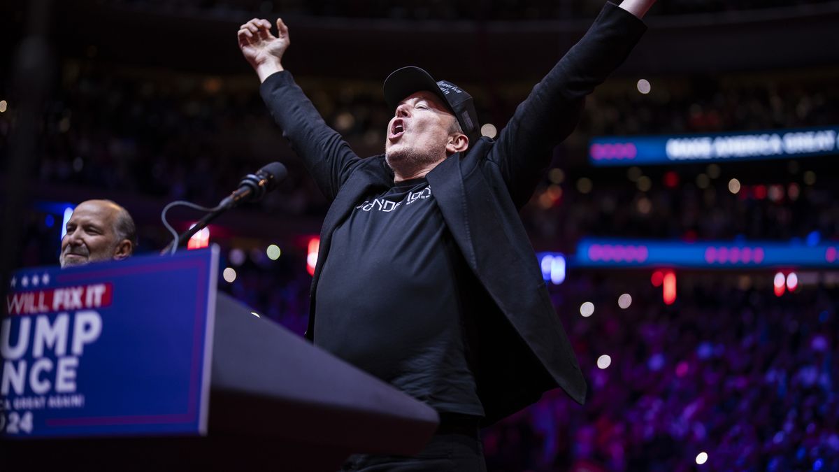 New York, NY - October 28 : Elon Musk speaks before Republican presidential nominee former President Donald Trump at a campaign rally at Madison Square Garden in New York, NY on Sunday, Oct. 27, 2024. (Photo by Jabin Botsford/The Washington Post via Getty Images)