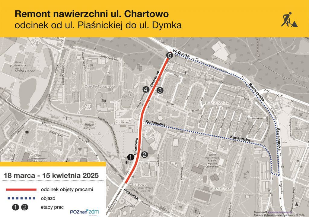 Remont ulicy Chartowo: Zmiany w organizacji ruchu i utrudnienia dla kierowców