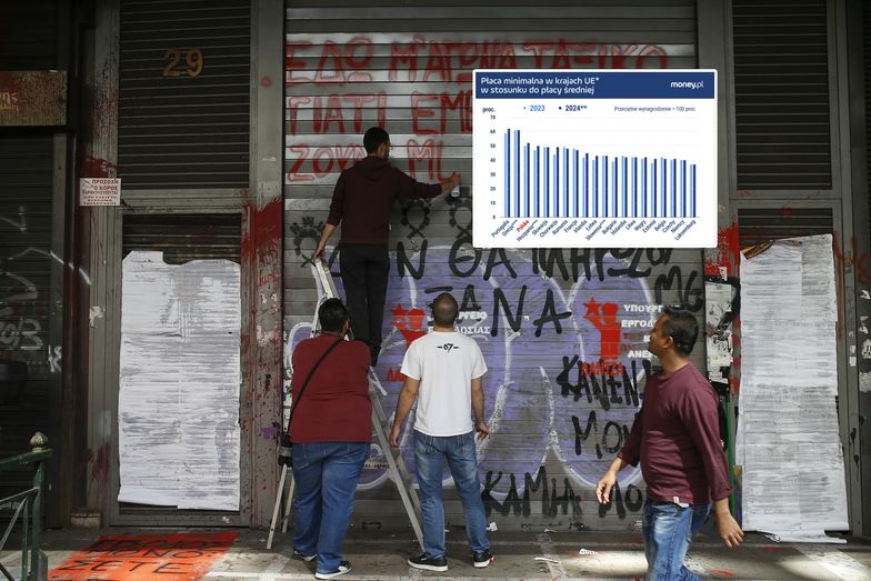 ATHENS, GREECE - JUNE 04: About 200 demonstrator gather near Ministry of Labor demanding from the government to take action against unemployment and salary cuts in their sector, in Athens, Greece on June 04, 2020. The protestors wrote on the wall at the entrance of the Ministry and then marched towards the Tourism Ministry. (Photo by Ayhan Mehmet/Anadolu Agency via Getty Images)


