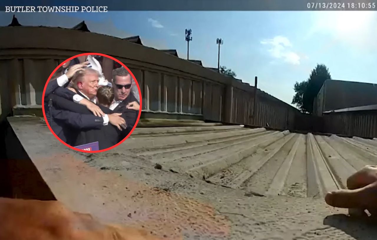 A police officer climbed onto the roof. New footage of an attempted assassination on Trump