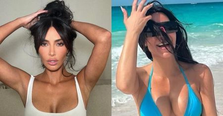 Kim Kardashian pozuje na plaży w bikini. Internauci: "Nie potrzebujemy przypomnień, że photoshopujesz każde zdjęcie" (FOTO)