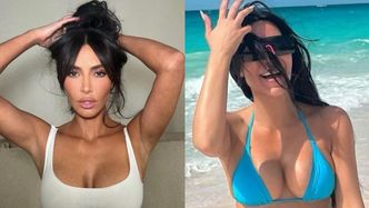 Kim Kardashian pozuje na plaży w bikini. Internauci: "Nie potrzebujemy przypomnień, że photoshopujesz każde zdjęcie" (FOTO)