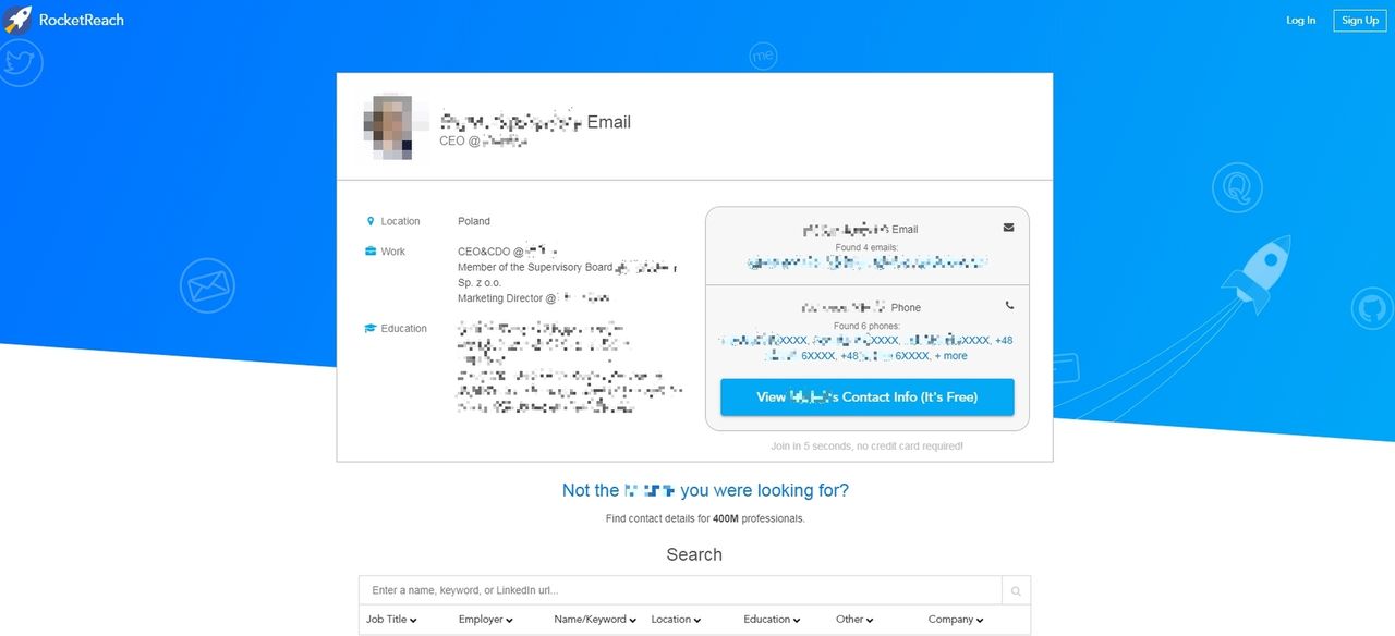 RocketReach. Telefony do prezesów na wyciągnięcie ręki - i wbrew przepisom