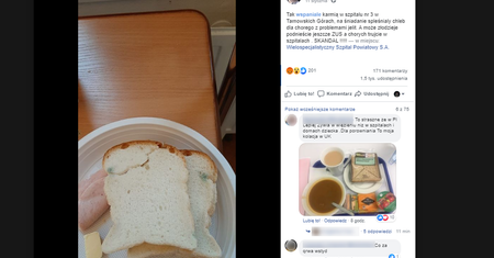 Tarnowskie Góry. Ciężko chory pacjent dostał do zjedzenia zapleśniały, mrożony chleb. "Chorych trujecie"