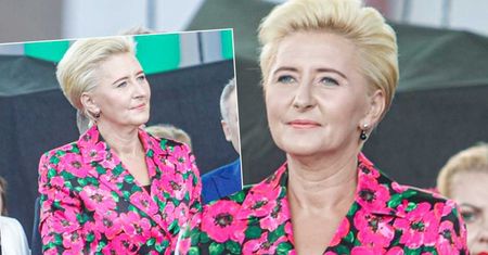 Agata Duda na "Święcie Kwiatów, Owoców i Warzyw" . Jej marynarka idealnie wpisała się w klimat imprezy, a spodnie to hit sezonu!