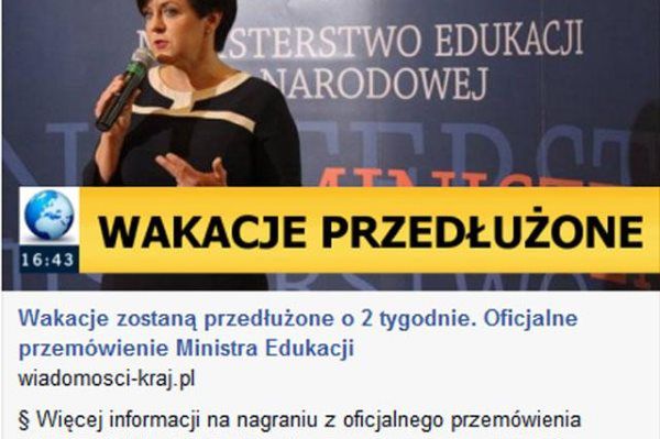 Wakacje przedłużone o dwa tygodnie? Niestety...