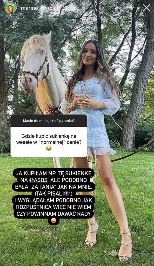 Marina wspomina kreację ze ślubu Opozdy i Królikowskiego