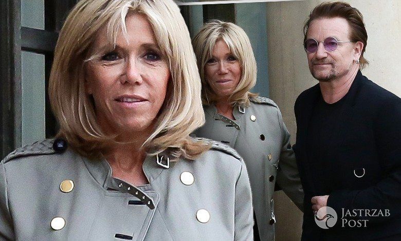 Stylizacja Brigitte Macron na spotkaniu z Bono