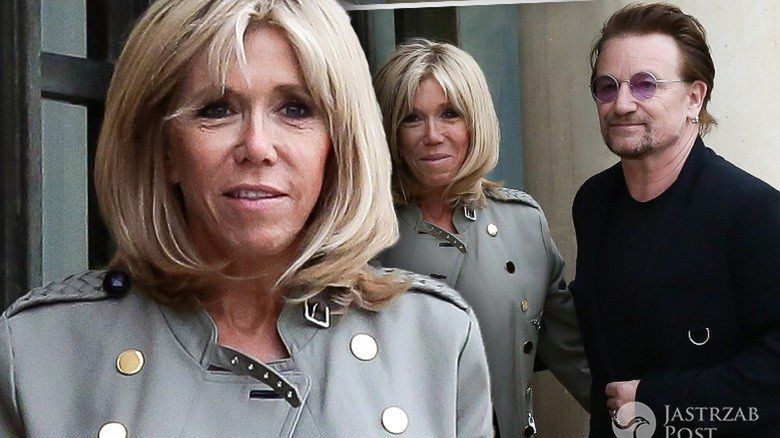 Stylizacja Brigitte Macron na spotkaniu z Bono