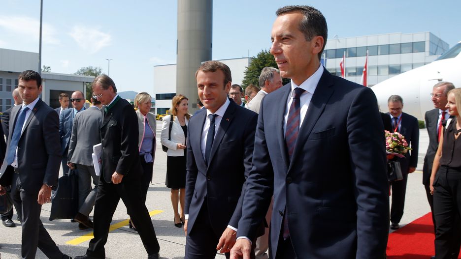 Kanclerz Kern przywitał prezydenta Macrona w Austrii