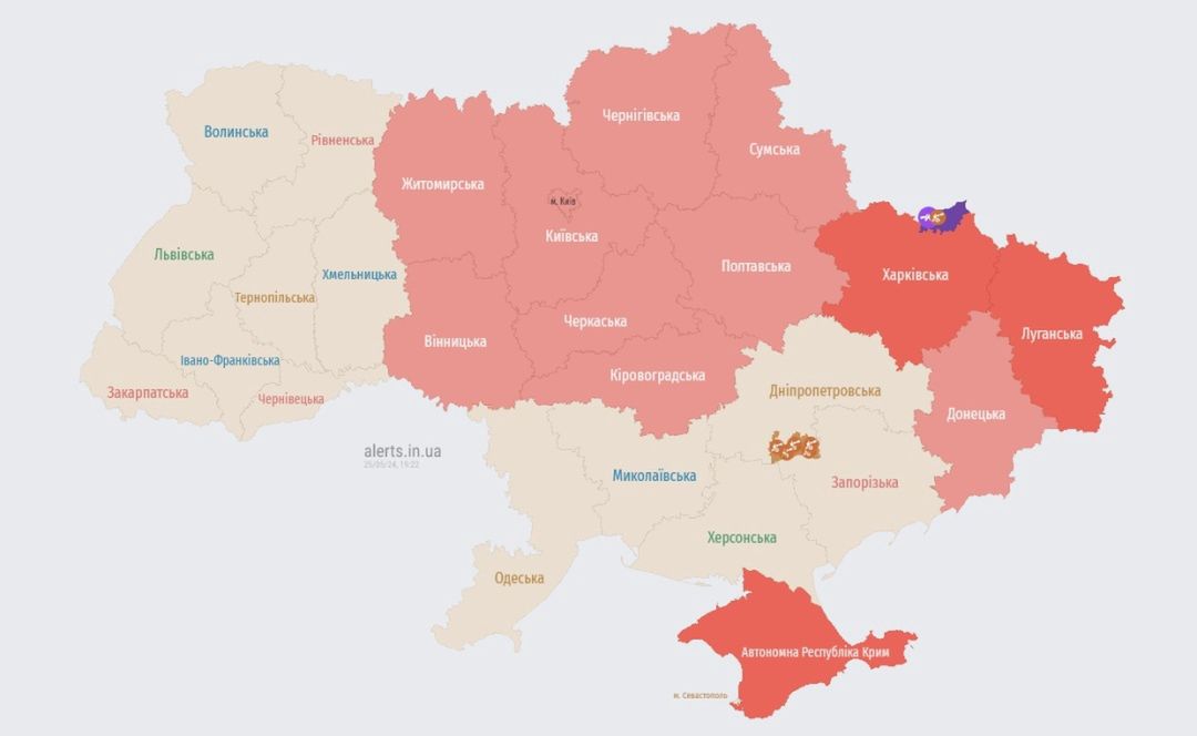 Mapa alarmów w Ukrainie