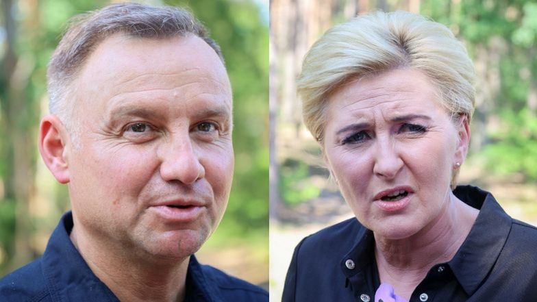 Andrzej i Agata Dudowie sprzątają las