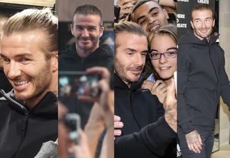 Beckham z koczkiem i tłumem fanek otwiera sklep w Mediolanie (ZDJĘCIA)