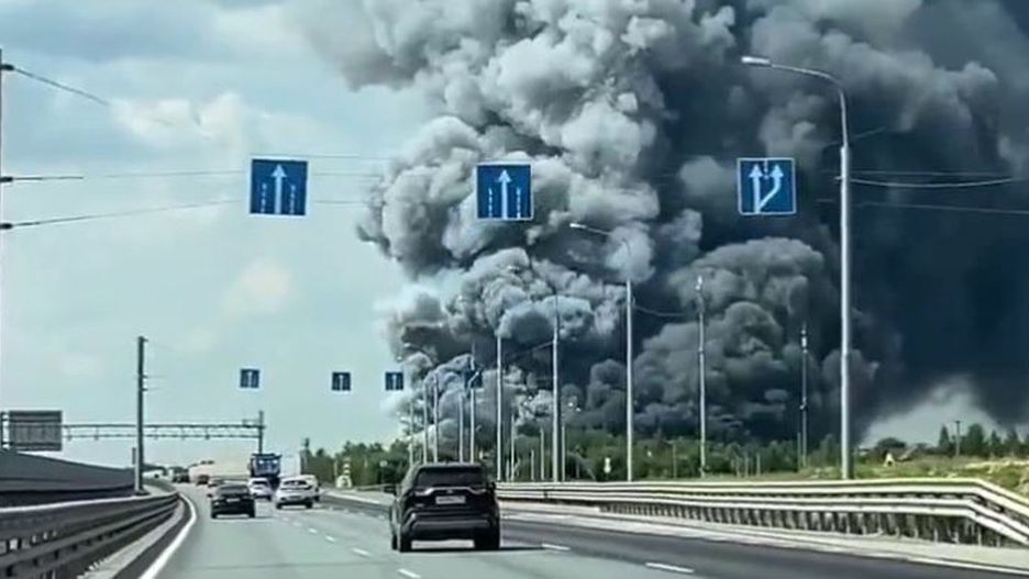 Pożar magazynu firmy OZON pod Moskwą