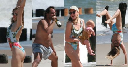 Lara Gessler i Piotr Szeląg gimnastykują JĘDRNE CIAŁKA, plażując nad Bałtykiem z córeczką Neną (ZDJĘCIA)