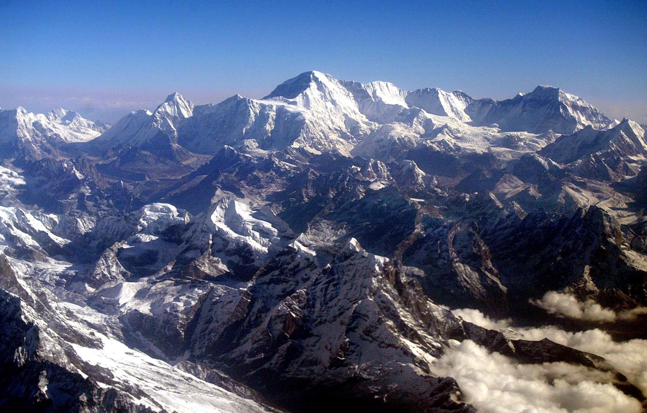 Mount Everest z lotu ptaka.