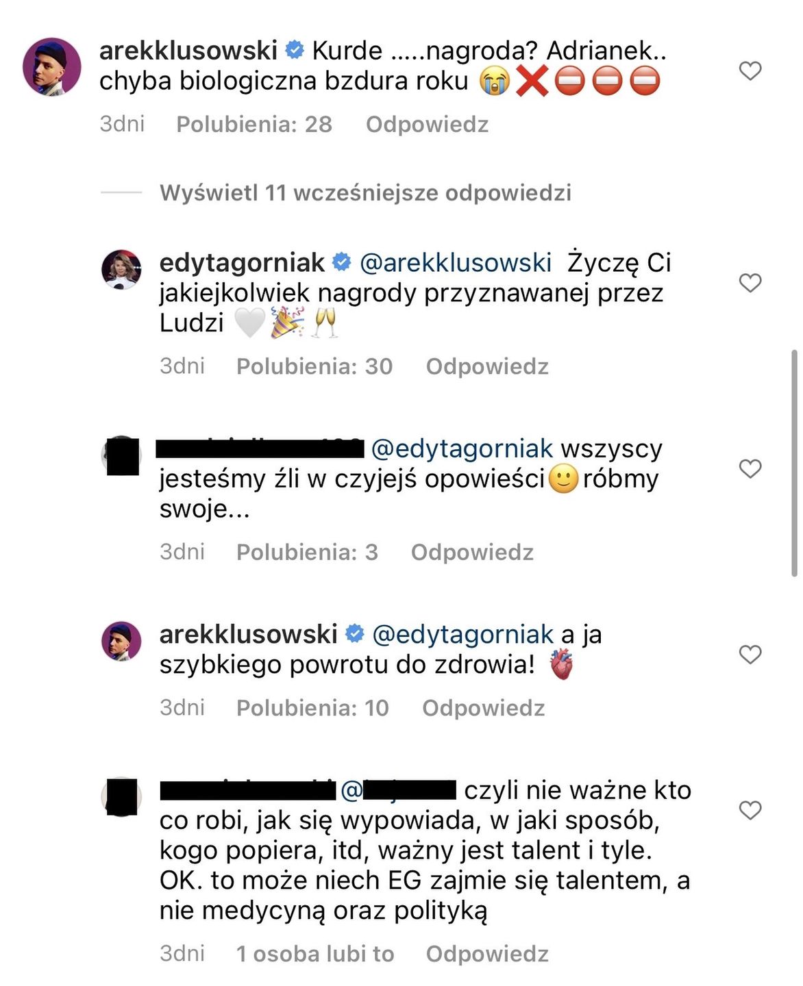 Edyta Górniak PONIŻA młodego muzyka, który zwrócił jej uwagę, że głosi brednie. "ŻYCZĘ CI JAKIEJKOLWIEK NAGRODY"