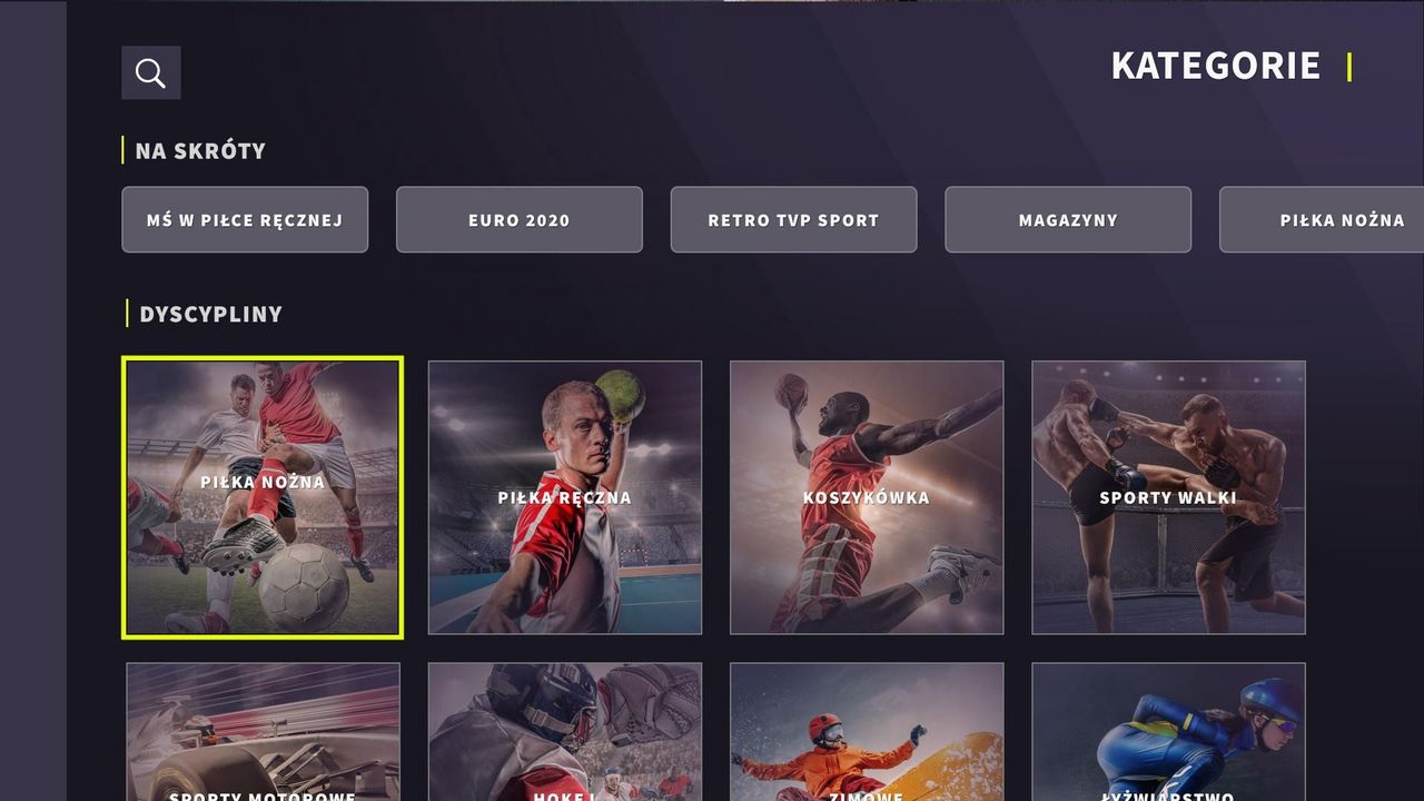 Aplikacja TVP Sport dostępna w Smart TV Samsunga. Inne telewizory też ją mają