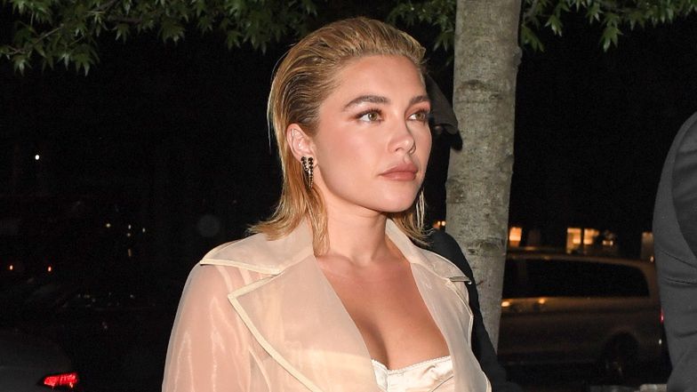 Florence Pugh "przyłapana" w prześwitującej kreacji z gorsetem