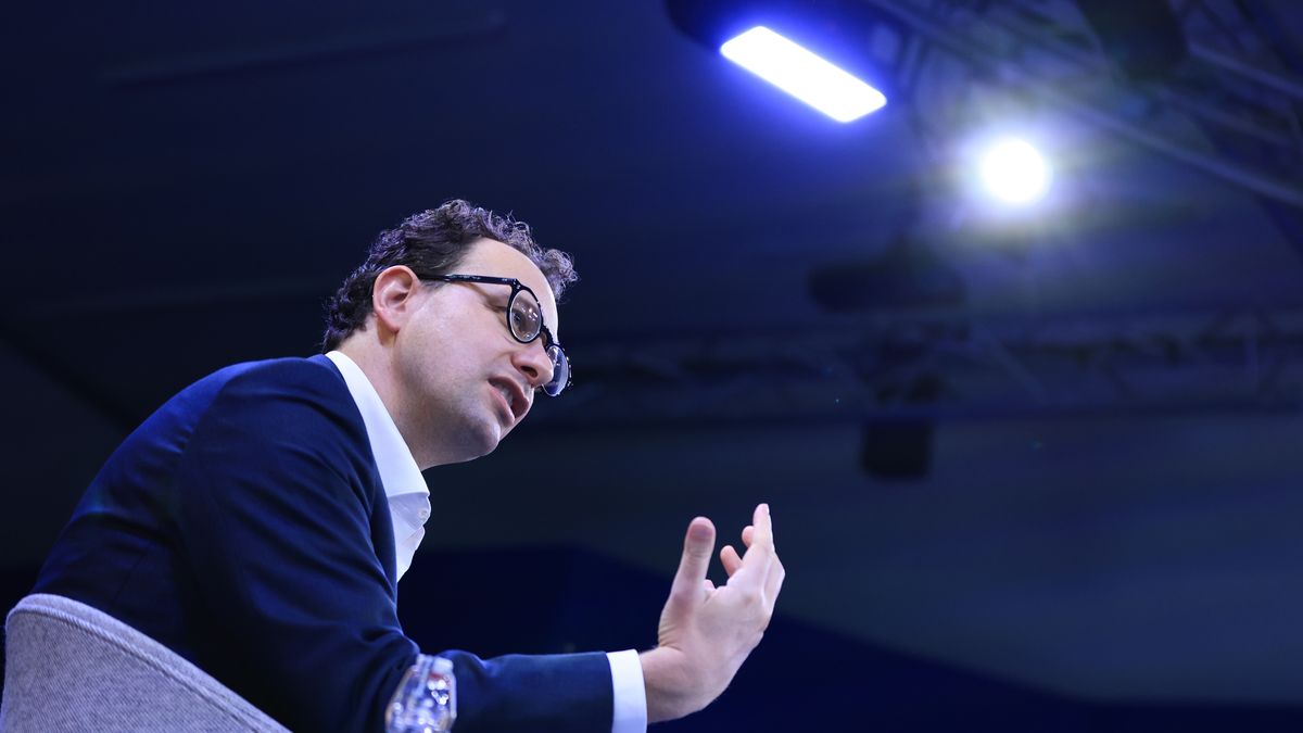 Dario Amodei, co-founder and chief executive officer of Anthropic, during the World Economic Forum (WEF) in Davos, Switzerland, on Tuesday, Jan. 20, 2026. The annual Davos gathering of political leaders, top executives and celebrities runs from Jan. 19-23. Photographer: Krisztian Bocsi/Bloomberg via Getty Images