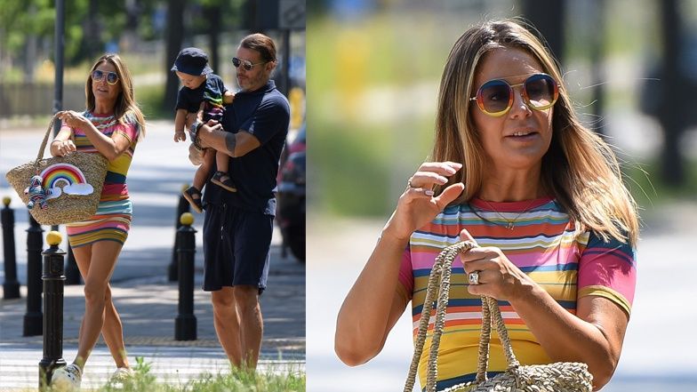Małgorzata Rozenek i Radosław Majdan na spacerze z Heniem 