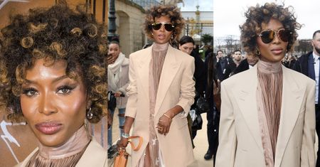 Naomi Campbell prezentuje nową perukę na paryskim pokazie