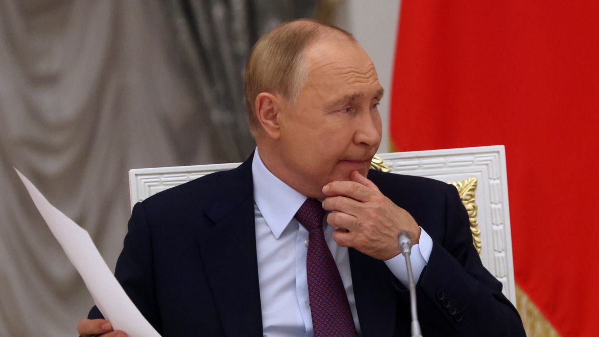 MOSCOW, RUSSIA - SEPTEMBER 25 (RUSSIA OUT) Russian President Vladimir Putin grimases during the State Council's Presidium at the Kremlin's Senate Palace on September 25, 2024, in Moscow, Russia. Putin holds a meeting with officials and ministers on export development. (Photo by Contributor/Getty Images)