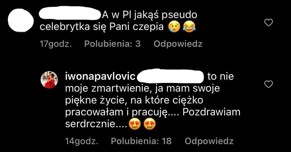 Iwona Pavlović reaguje na zaczepki Pauliny Smaszcz