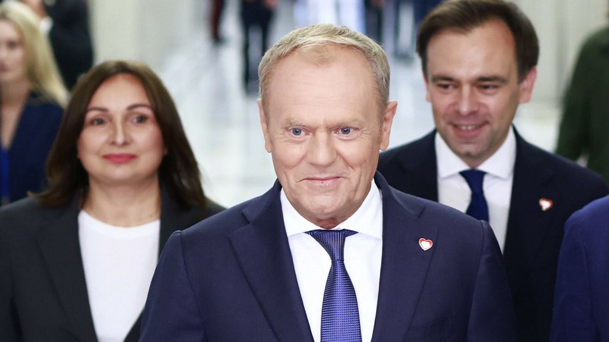 Na zdjęciu premier Donald Tusk i minister finansów i gospodarki Andrzej Domański