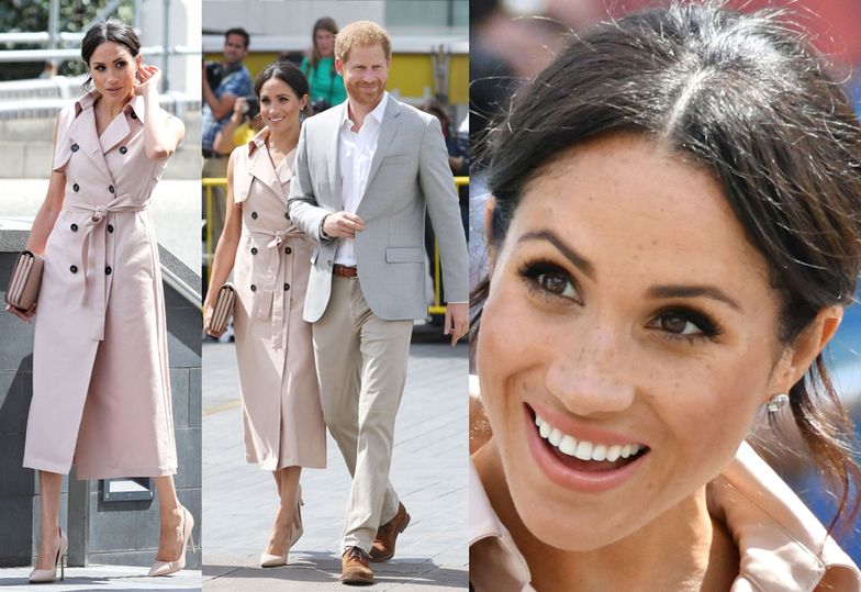 Meghan Markle w pudrowej stylizacji