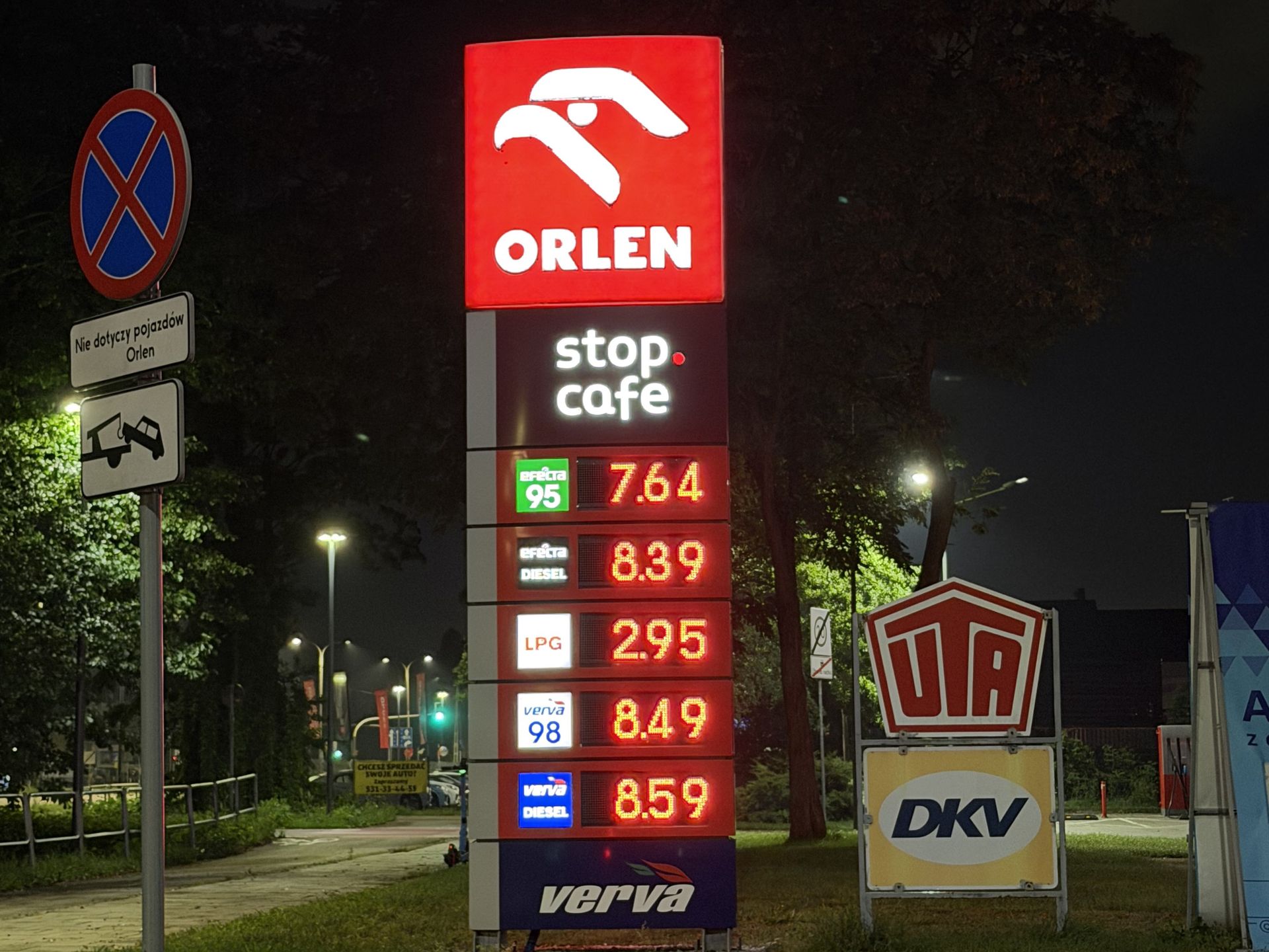 Ceny paliw na Orlenie przy ul. Radzymińskiej w Warszawie 1.09