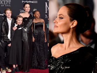 Złowieszcza Angelina Jolie zabrała liczne potomstwo na premierę "Czarownicy 2" (FOTO)