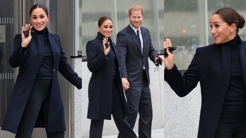 Meghan Markle wróciła przed aparaty... KSIĄŻĘCYM GESTEM pozdrowiła fotoreporterów w Nowym Jorku (ZDJĘCIA)