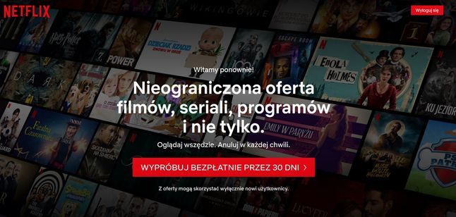 Screen ze strony netflix.com