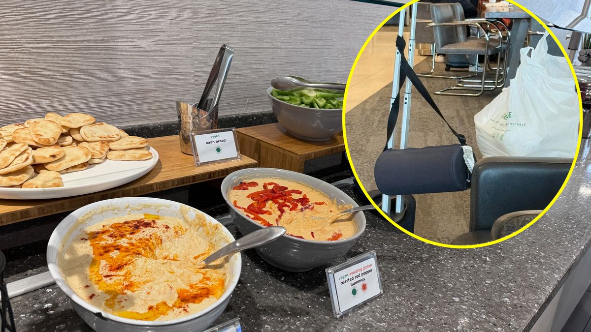 Jeden z podróżnych postanowił wynieść jedzenie z saloniku