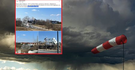 Niebezpieczna sytuacja w Olsztynie. Wiatr przewrócił konstrukcję
