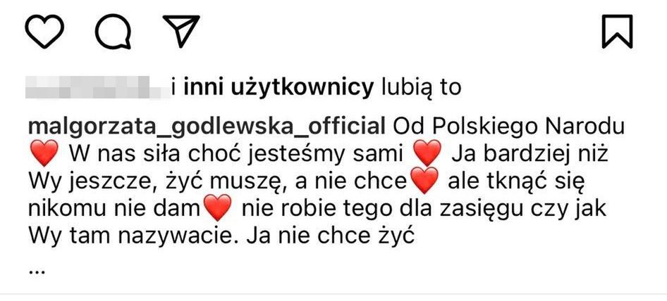 Niepokojące posty Małgorzaty Godlewskiej