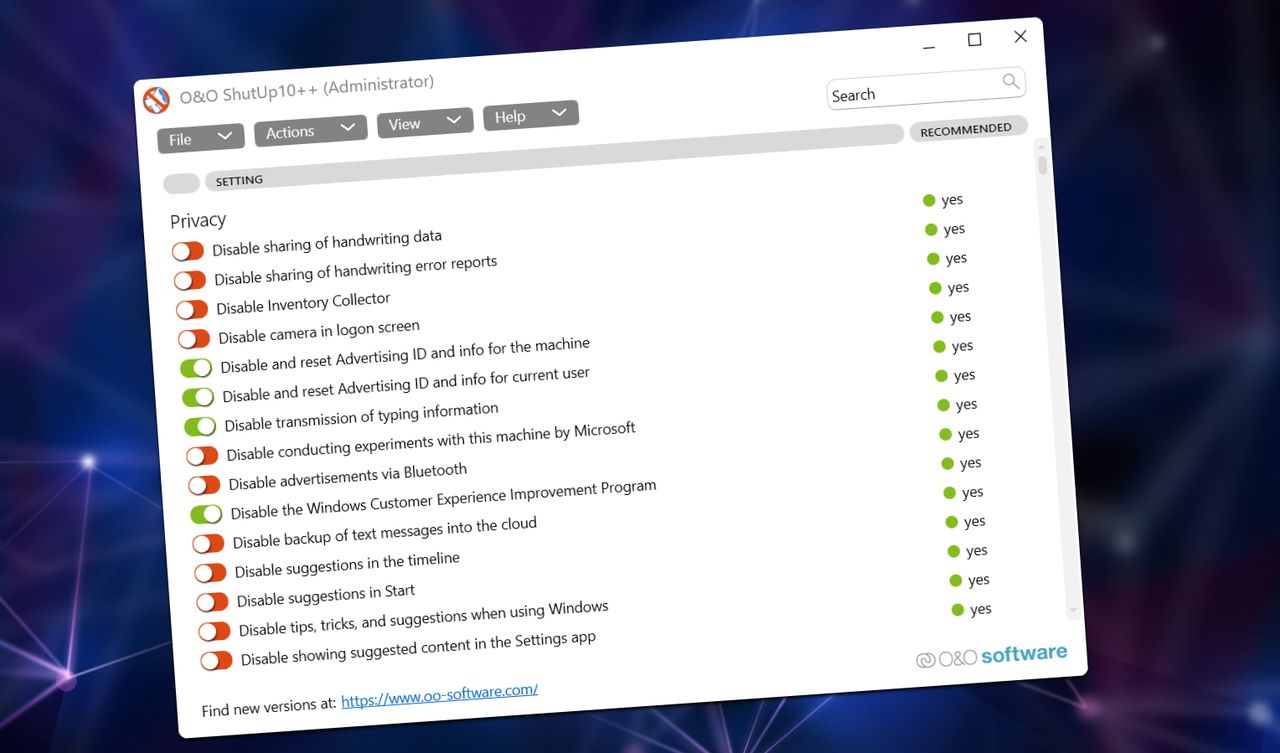 Wyłącz telemetrię w Windows 11. O&O ShutUp10++ dostał aktualizację