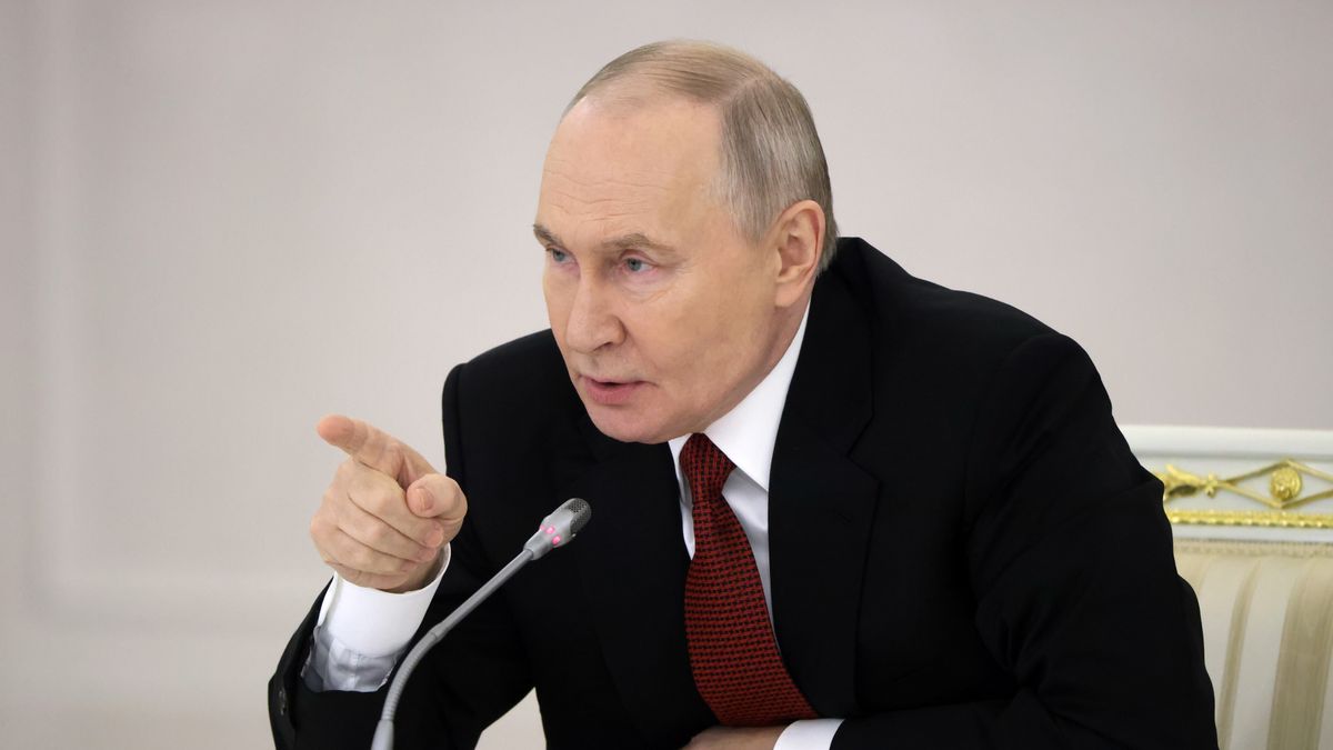 MOSCOW, RUSSIA - DECEMBER 25: Russian President Vladimir Putin gestures while speaking during the State Council Meeting at the Saint George's Hall of the Kremlin, on December 25, 2025 in Moscow, Russia. Putin gathered governors, cabinet members and parties leaders for the State Council meeting, the main topic of which was personnel training. (Photo by Contributor/Getty Images)