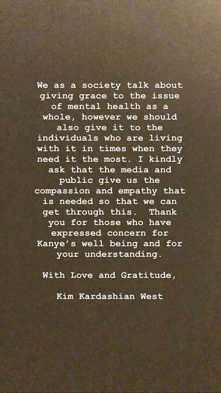 Kim Kardashian komentuje epizod maniakalny Kanye Westa